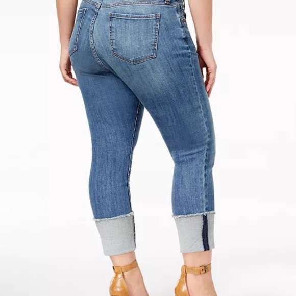 Kut from the Kloth Size 16W Ankle Straight Leg Jeans Cuffed Hem Raw Edge Women’s - Picture 4 of 9